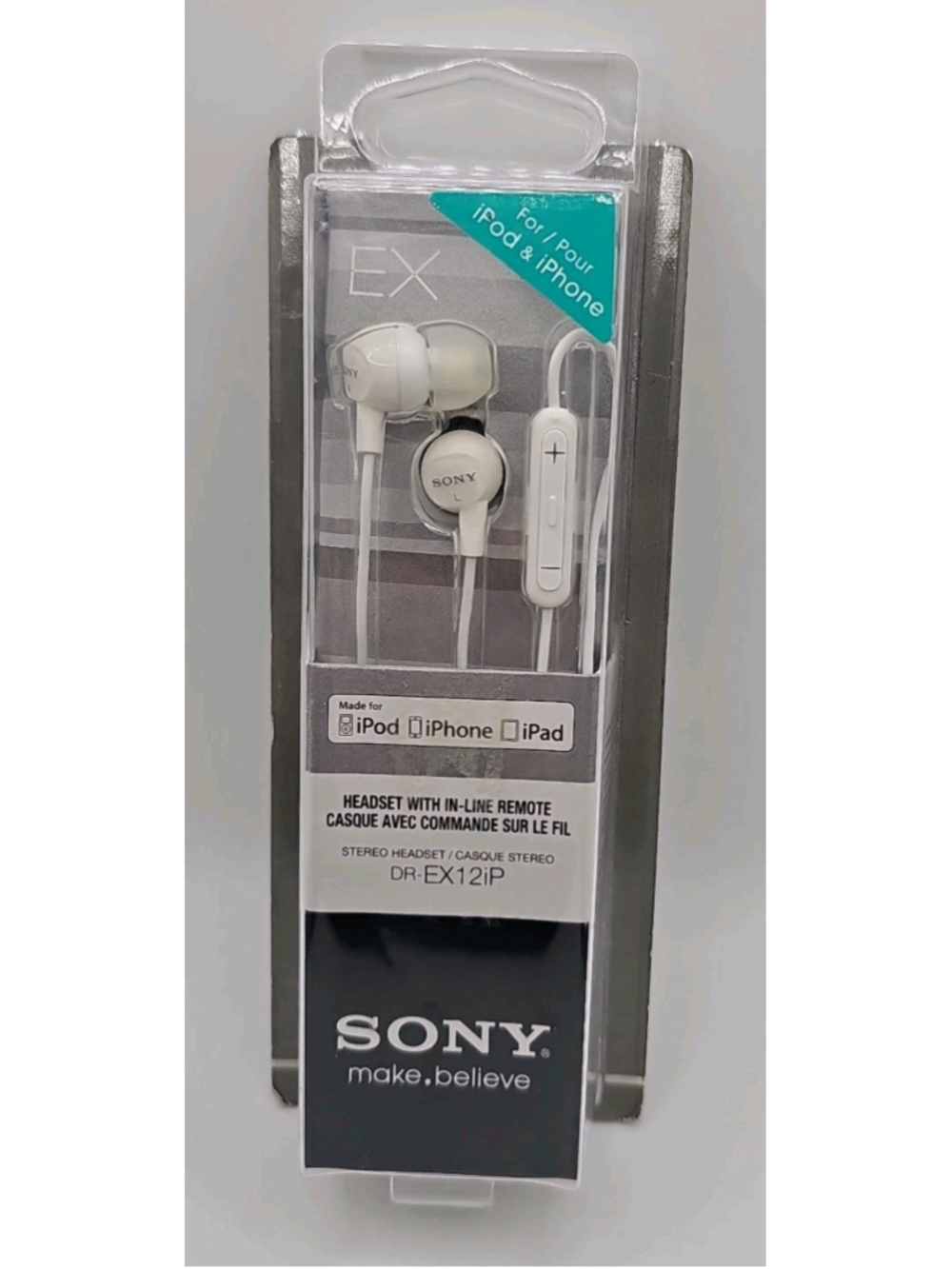 Sony DR-EX12iP Headphones Earbuds w/ Mic Remote White iPod iPhone iPad 2010 NOS